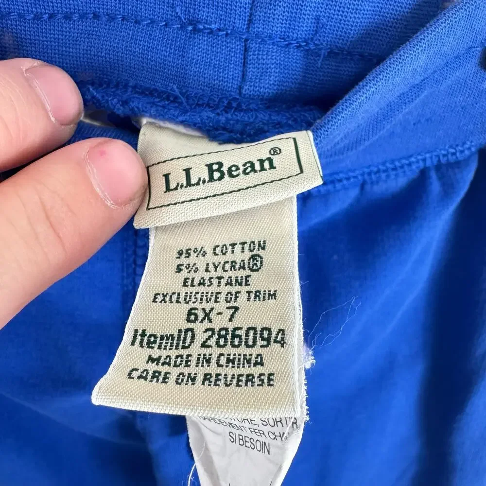 LL Bean Cotton Royal Blue Cropped Sweatpants Girl's Size 6X-7